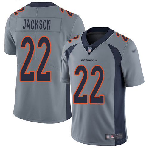 Men Denver Broncos #22 Kareem Jackson Limited Silver Inverted Legend Football NFL Jersey
